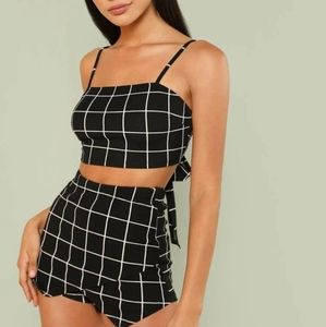 Grid Crop Cami Top and Shorts